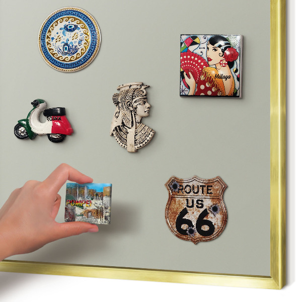 Magnetic board for magnets in a gold frame Neutral gray