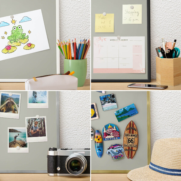 Magnetic board for magnets in a gold frame Neutral gray