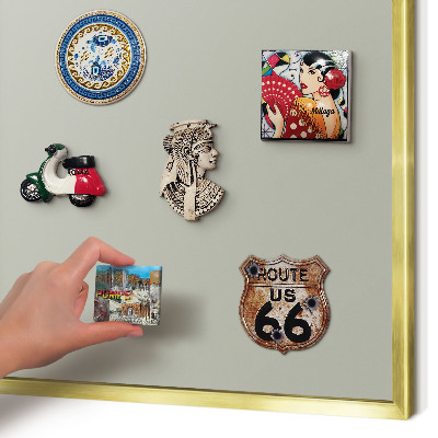 Magnetic board for magnets in a gold frame Neutral gray