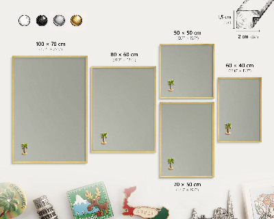 Magnetic board for magnets in a gold frame Neutral gray