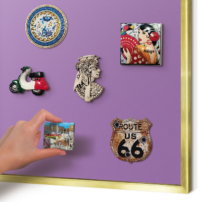 Metal magnet board with a gold frame Violet