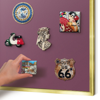 Magnetic board for magnets in a gold frame Purple color