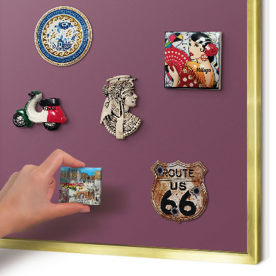 Magnetic board for magnets in a gold frame Purple color