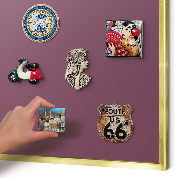 Magnetic board for magnets in a gold frame Purple color
