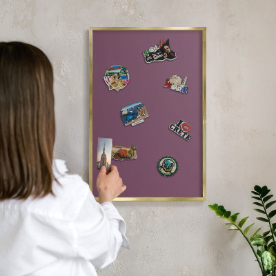 Magnetic board for magnets in a gold frame Purple color