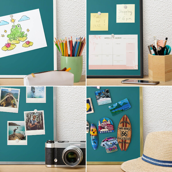 Metal magnet board with a gold frame Dark turquoise