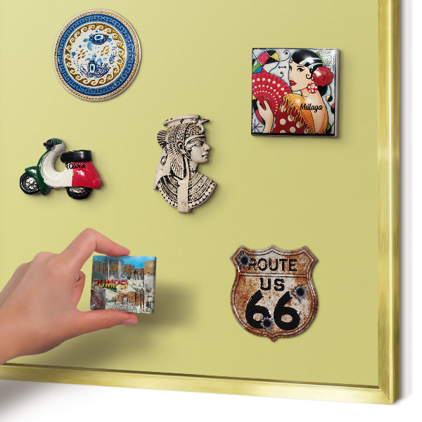 Magnetic board for magnets in a gold frame Light mustard