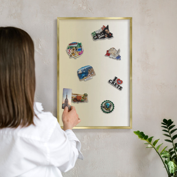 Magnetic board for magnets in a gold frame Cream gradient