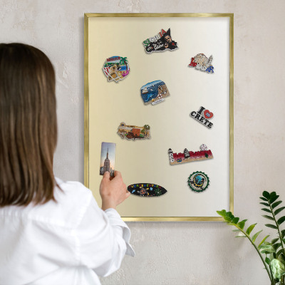 Magnetic board for magnets in a gold frame Cream gradient