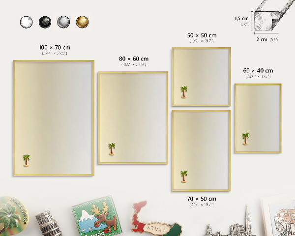 Magnetic board for magnets in a gold frame Cream gradient