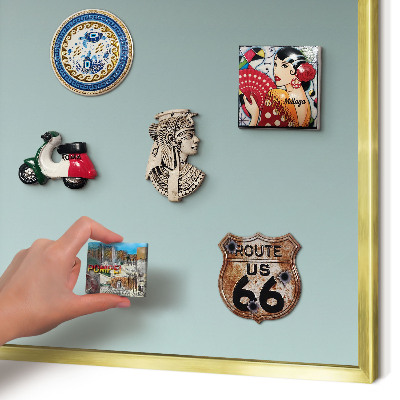 Metal magnet board with a gold frame Turquoise gradient