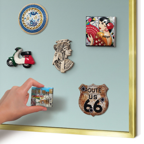 Metal magnet board with a gold frame Turquoise gradient