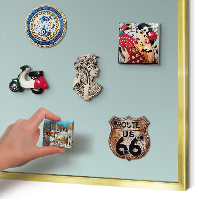 Metal magnet board with a gold frame Turquoise gradient