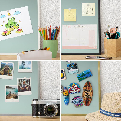 Metal magnet board with a gold frame Turquoise gradient