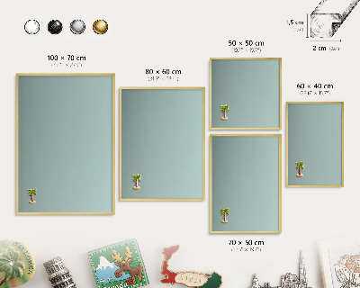 Metal magnet board with a gold frame Turquoise gradient