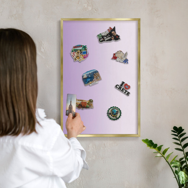 Metal magnet board with a gold frame Subtle gradient