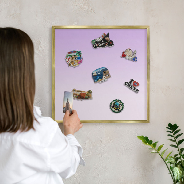 Metal magnet board with a gold frame Subtle gradient