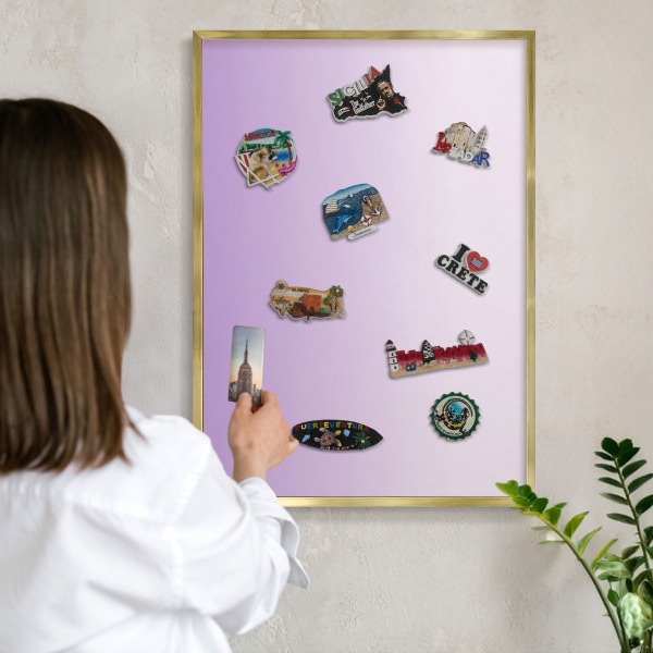 Metal magnet board with a gold frame Subtle gradient