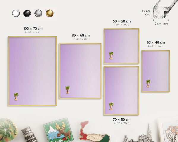 Metal magnet board with a gold frame Subtle gradient