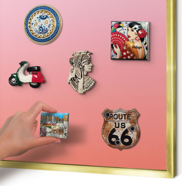 Magnetic board for magnets in a gold frame Pink orange