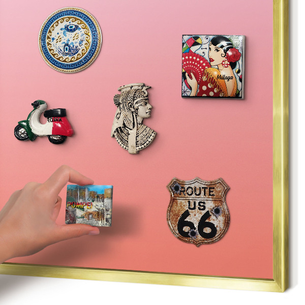Magnetic board for magnets in a gold frame Pink orange