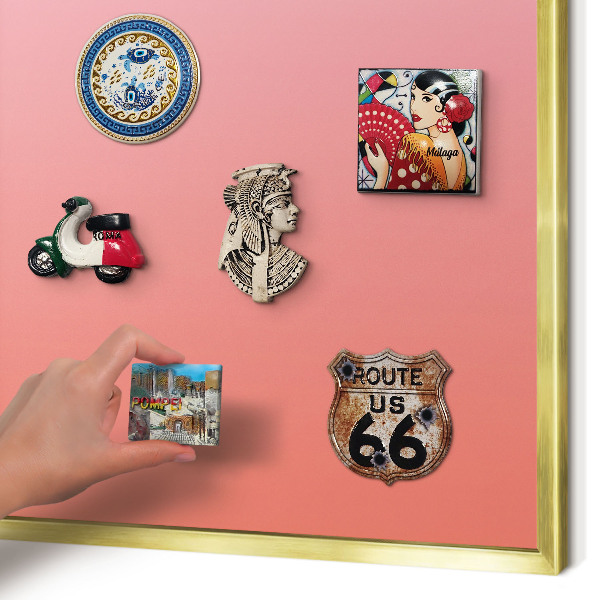 Magnetic board for magnets in a gold frame Pink orange