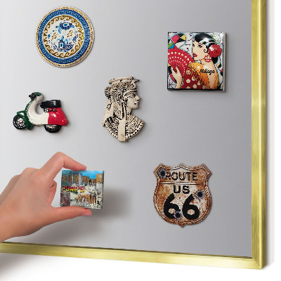 Metal magnet board with a gold frame Gray gradient