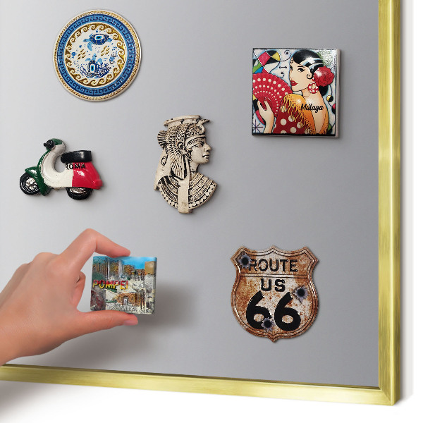 Metal magnet board with a gold frame Gray gradient