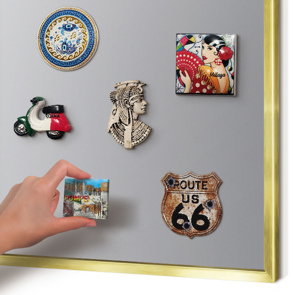Metal magnet board with a gold frame Gray gradient