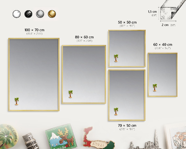Metal magnet board with a gold frame Gray gradient