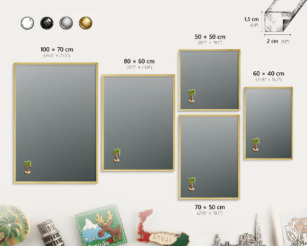 Magnetic board for magnets in a gold frame Blue gradient