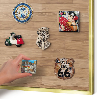 Magnetic board for magnets in a gold frame Wooden pattern
