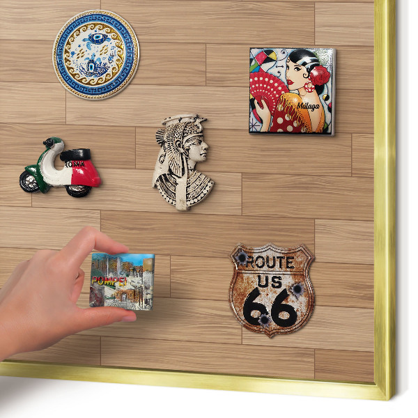 Magnetic board for magnets in a gold frame Wooden pattern