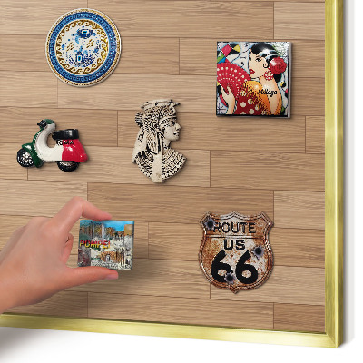Magnetic board for magnets in a gold frame Wooden pattern