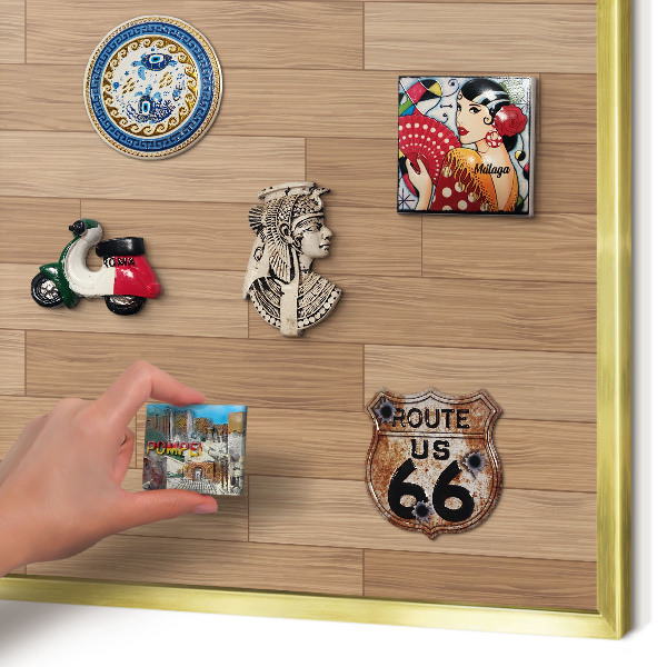 Magnetic board for magnets in a gold frame Wooden pattern
