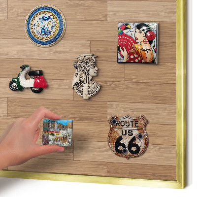 Magnetic board for magnets in a gold frame Wooden pattern