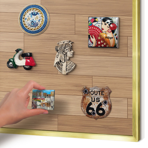 Magnetic board for magnets in a gold frame Wooden pattern