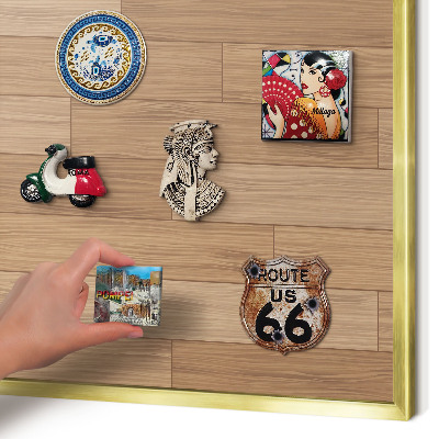 Magnetic board for magnets in a gold frame Wooden pattern