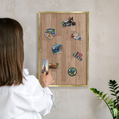 Magnetic board for magnets in a gold frame Wooden pattern