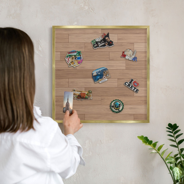 Magnetic board for magnets in a gold frame Wooden pattern