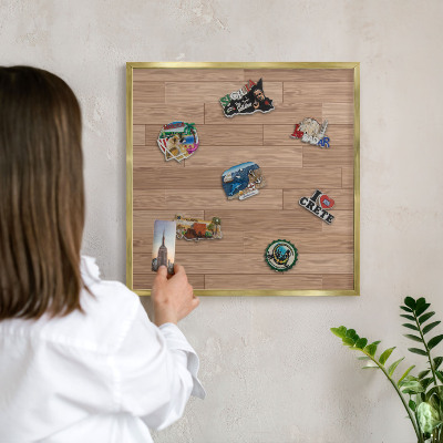 Magnetic board for magnets in a gold frame Wooden pattern
