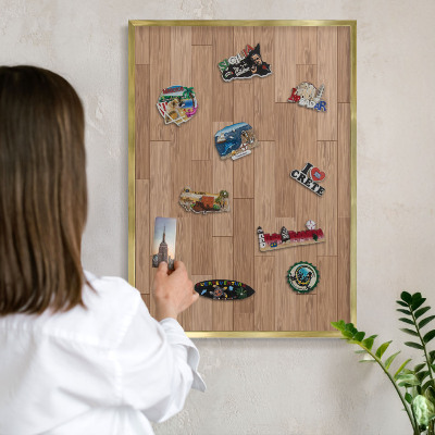 Magnetic board for magnets in a gold frame Wooden pattern