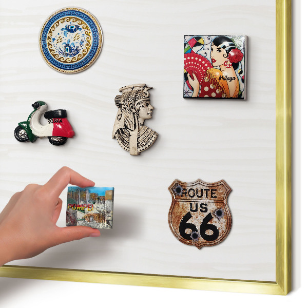 Metal magnet board with a gold frame Harmony of lines