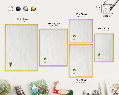 Metal magnet board with a gold frame Harmony of lines