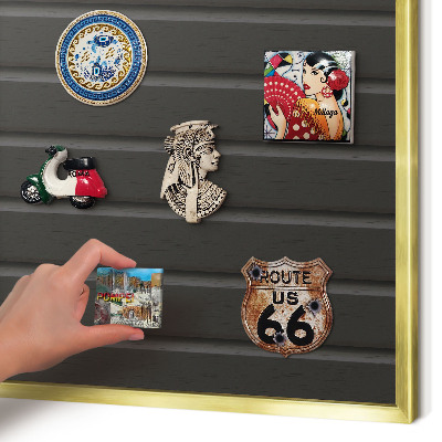 Magnetic board for magnets in a gold frame Panel texture