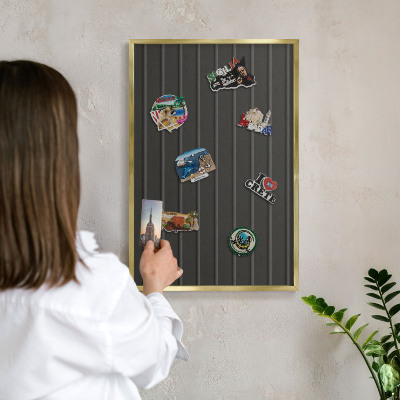 Magnetic board for magnets in a gold frame Panel texture
