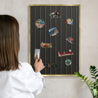 Magnetic board for magnets in a gold frame Panel texture