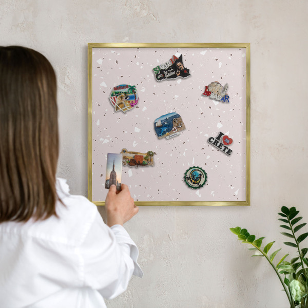 Magnetic board for magnets in a gold frame Modern terrazzo