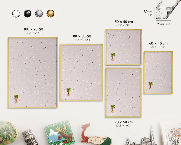 Magnetic board for magnets in a gold frame Modern terrazzo