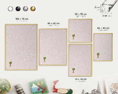 Magnetic board for magnets in a gold frame Modern terrazzo